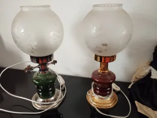 Lámpara de mesilla cristal y metal