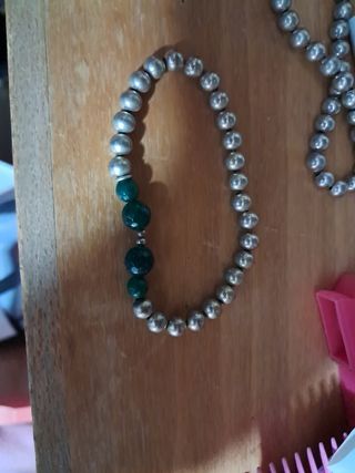 Pulsera de plata con piedras verde