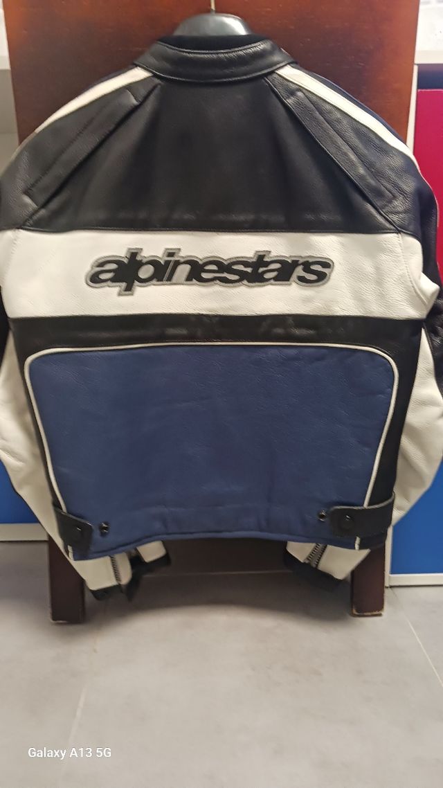 Chaqueta de moto Alpinestars azul y blanca.Talla S