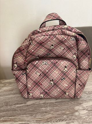Mochila Parfois perritos cuadros rosa
