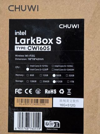 Mini PC Chuwi Larkbox S - i3 16GB RAM 512GB SSD 