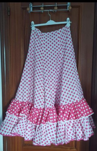 Falda Flamenca Lunares Rosa y Blanca