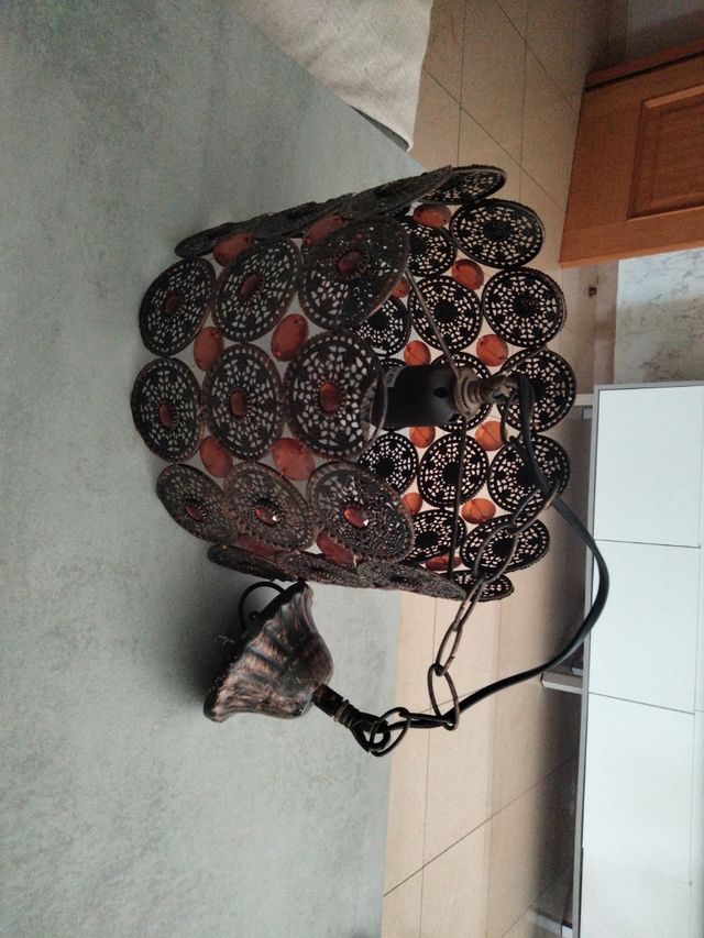 Lámpara colgante metal y cristal