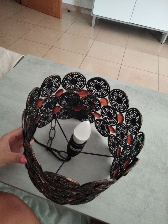 Lámpara colgante metal y cristal