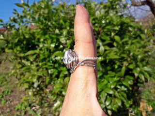 Anillo Ágata Rosa Ajustable Plata