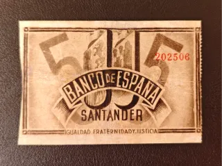 Billete 5 Pesetas Banco de España 1936