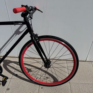 Bicicleta Fixie Moma Negra/Roja Monoplato