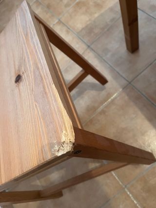Mesa y 4 Sillas Madera IKEA con cojines a medida