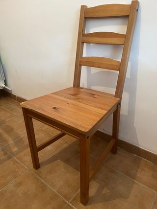 Mesa y 4 Sillas Madera IKEA con cojines a medida