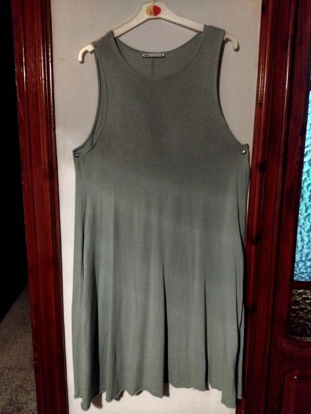 Vestido Zara Verano Talla Única Verde Oliva