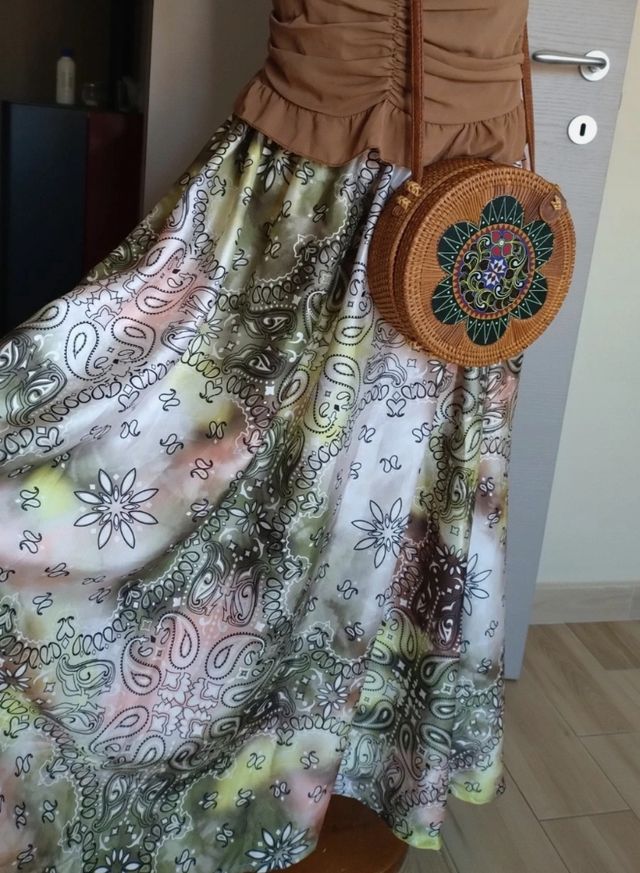 Gonna lunga raso morbida fantasia paisley