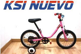 BICICLETA NIÑA BTWIN ROSA 14" CON RUEDINES 72796