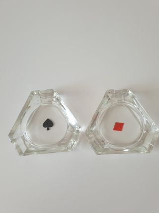 2 Ceniceros Vintage Cristal Diseño Naipes