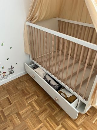 Cuna/ cama bebé (2 en 1) Myllra con dosel 