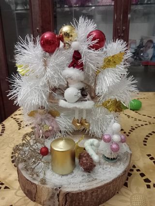 Composizione Natalizia Oro e Bianco