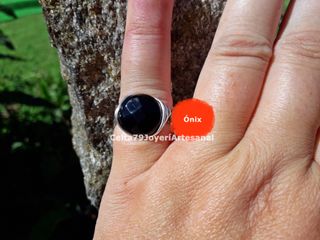 Anillo Ónix Natural Artesanal Talla 15