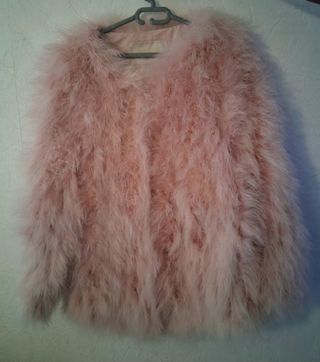 Abrigo de pelo rosa pluma natural.pone s pero da m