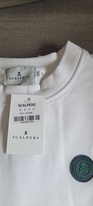 Sudadera SCALPERS Blanca Interior Peludo Talla XXL