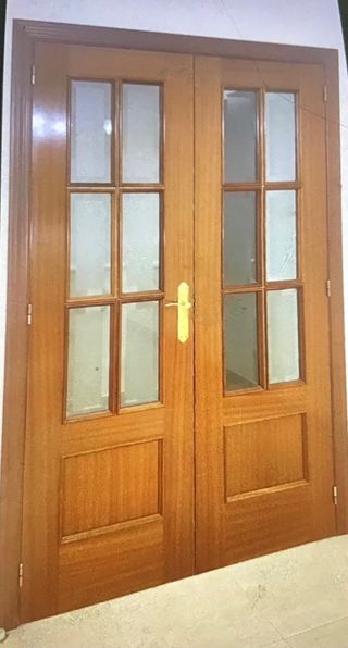 Urge Puerta doble madera y cristal con sus marcos