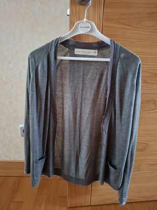 Chaqueta Zara Knit Gris Talla M