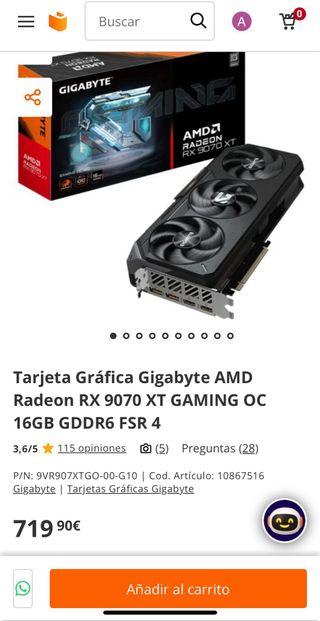 Gigabyte RX 9070 XT GAMING OC 16GB GDDR6