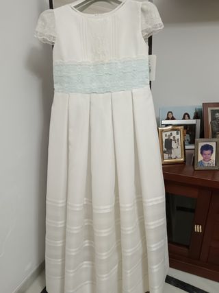 Traje de Comunión Blanco con Lazo Azul