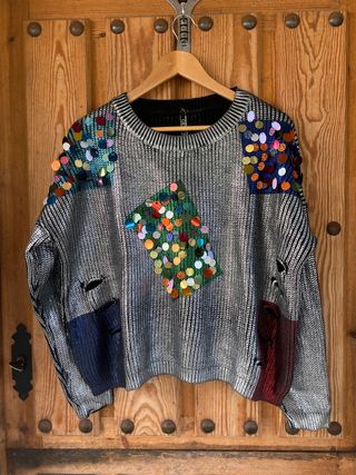 Jersey Golden days Paris lentejuelas gris y plata