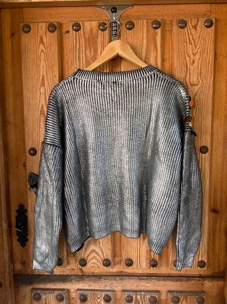 Jersey Golden days Paris lentejuelas gris y plata