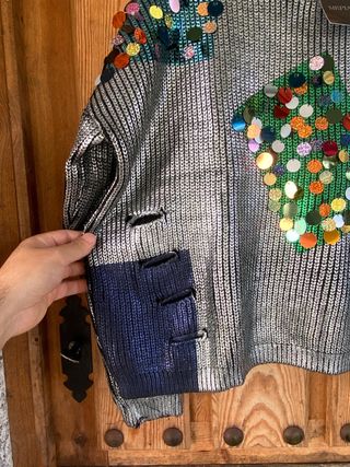 Jersey Golden days Paris lentejuelas gris y plata