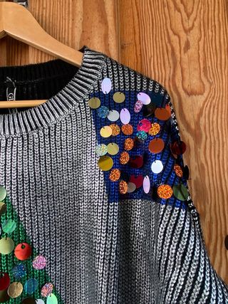 Jersey Golden days Paris lentejuelas gris y plata