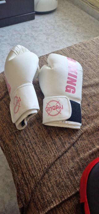 Guantes Boxeo GINGPAI 10 OZ Blancos