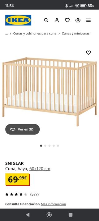 Cuna SNIGLAR IKEA 60x120 cm