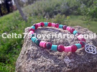 Pulsera artesanal rubí zoisita nudo celta