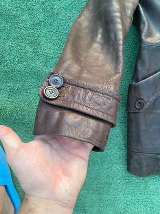 Chaqueta de cuero marrón mujer
