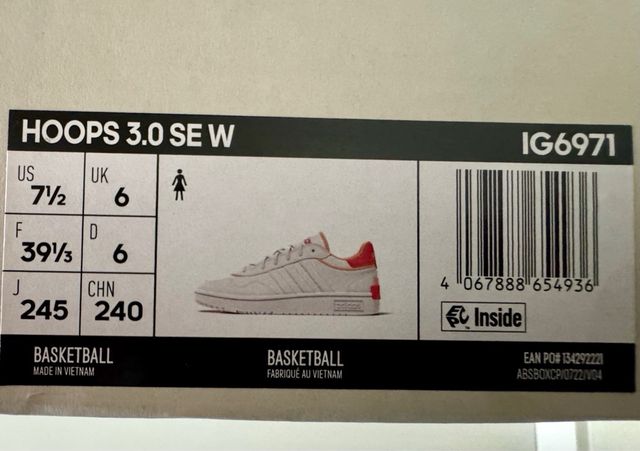 Zapatillas Adidas Mujer Hoops 3.0 Talla 39.5