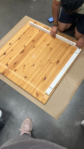 Mesa de centro Ikea madera y blanca