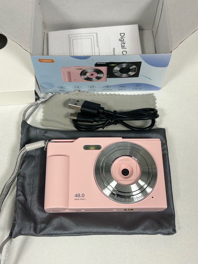 Cámara Digital Rosa 48MP 1080P