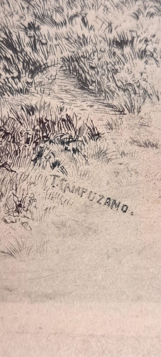 Incisione di T. Campuzano e Aguirre - «Contadini»