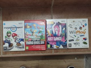 Lote 4 Juegos Wii: Mario Kart, Super Mario Bros, J