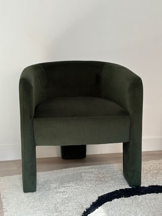 Poltrona moderna vintage in velluto verde giungla