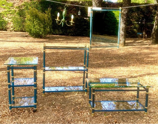 Set 5 Muebles Auxiliares en metal y cristal