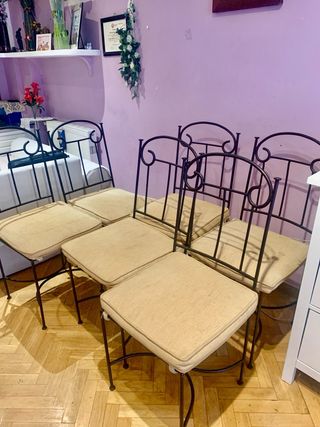 6 sedie da pranzo in ferro battuto