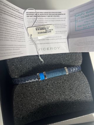 Pulsera Viceroy Hombre Cuero Trenzado Azul