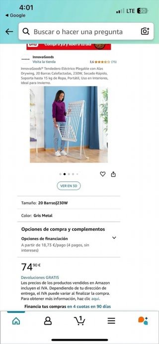 Tendedero Electrico Plegable
