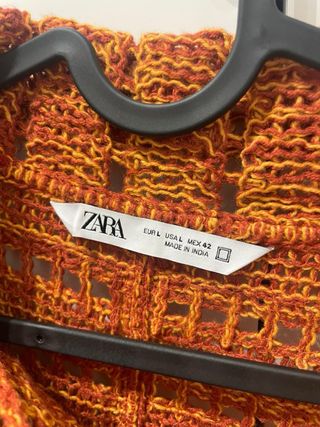 Camisa Zara crochet naranja Talla L.