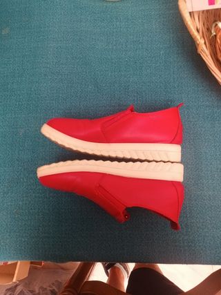 Mocasines rojos Talla 39 Mujer Ancho Especial