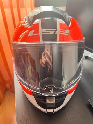 Casco Moto LS2 Talla M Naranja/Blanco