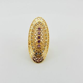 LANZADERA GRANDE CON GRECA AZUL . Oro 18k. 