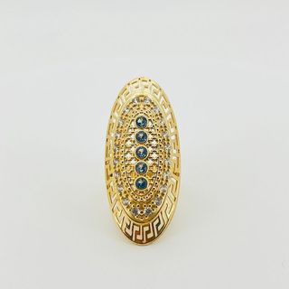 LANZADERA GRANDE CON GRECA AZUL . Oro 18k. 