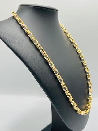 CADENA DISEÑO FORZADA BARRA CON GRECA, HUECA, ORO